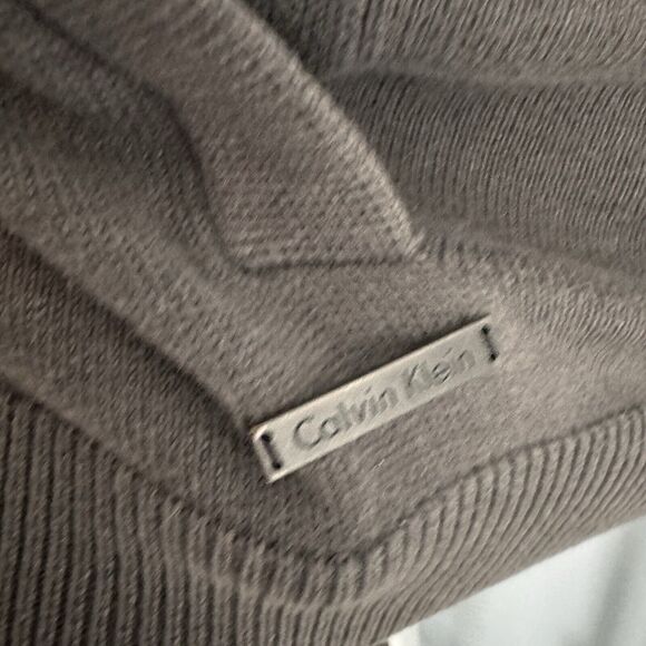 Calvin Klein Mens Med Cardigan Sweater Gray Cotton Full Zip‎ Grandpa Golf - Picture 6 of 11